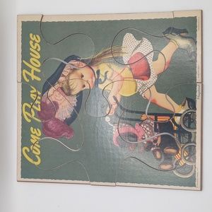 Vintage Wooden Jigsaw Puzzle Playskool Golden Press, Inc. Come Play House